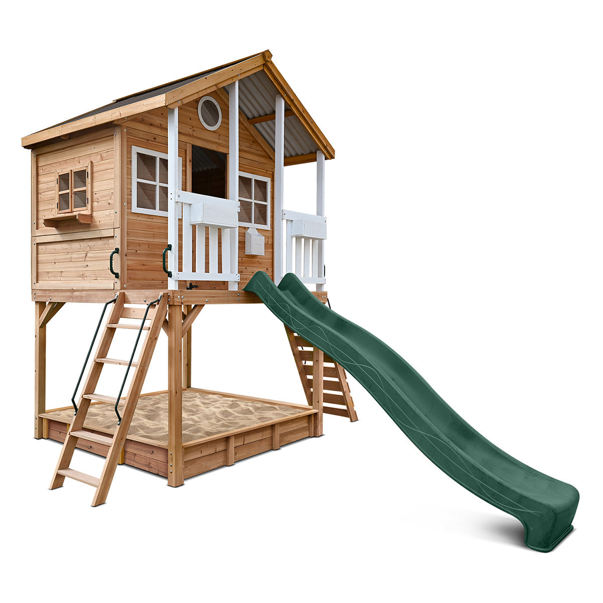 Winchester Cubby House with 1.45m Elevation Platform and 3m Green Slide