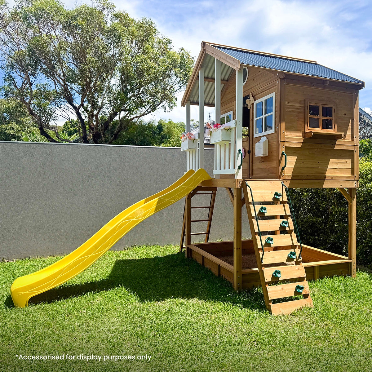 Winchester Cubby House with 1.45m Elevation Platform and 3m Yellow Slide