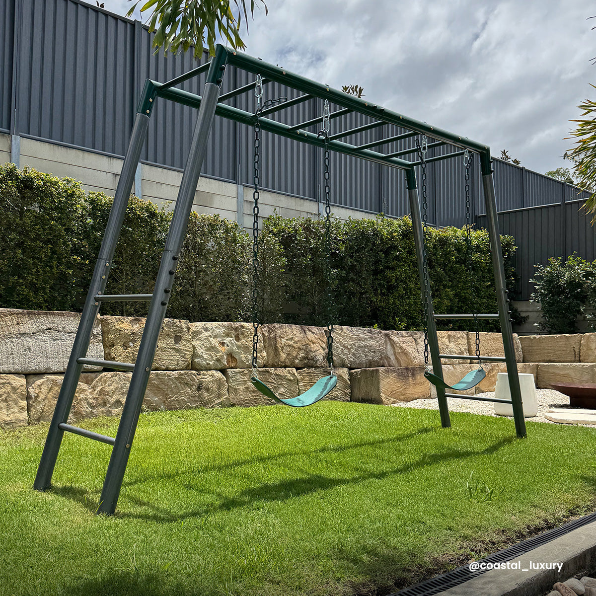 Stanley Commerical Steel Monkey Bars with Anchor Kit and Basketball Ring