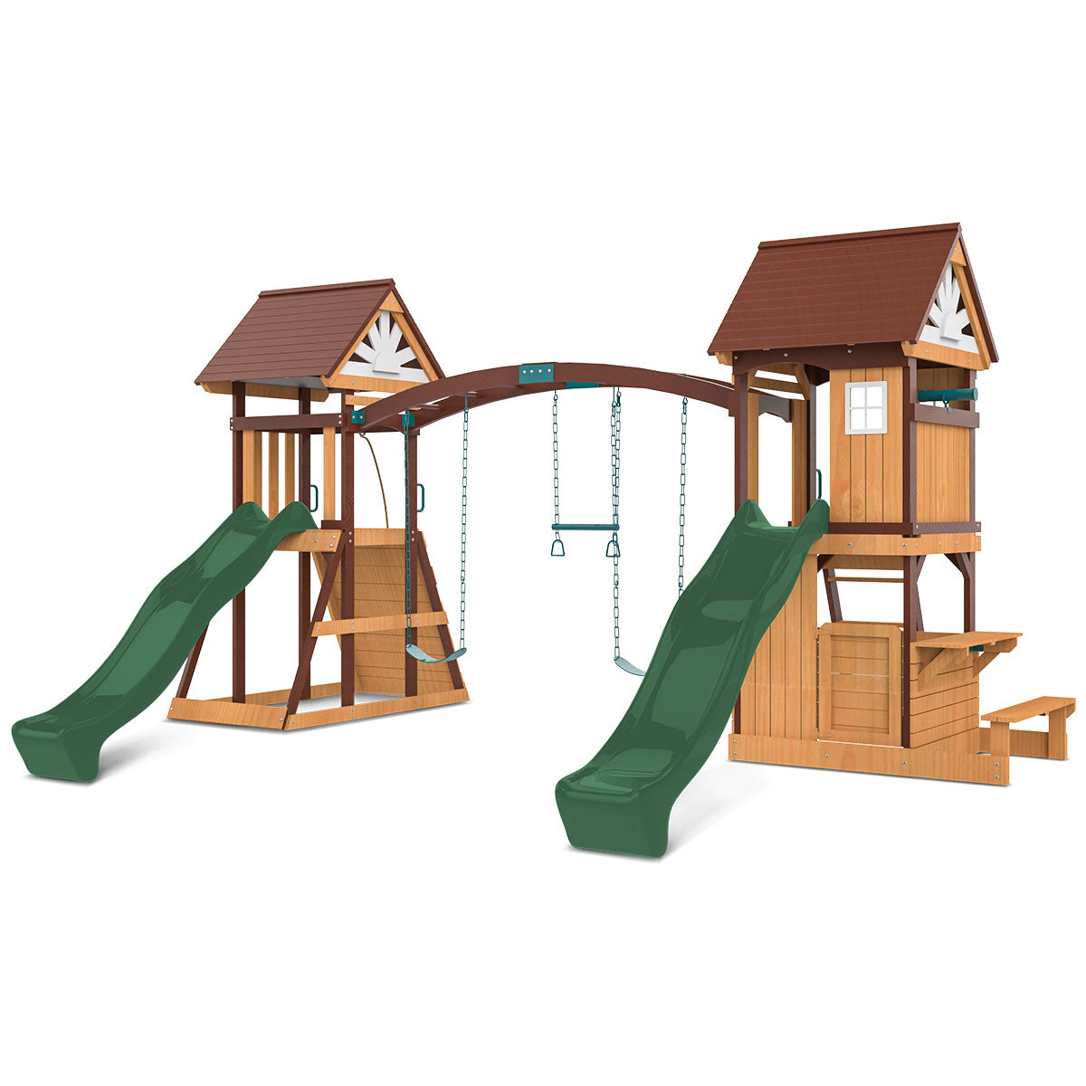 Armadale Swing Set & Playground with Two 2.2m Slide (Green)