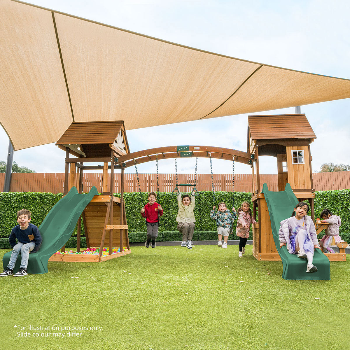 Armadale Swing Set & Playground with Two 2.2m Slide (Green)