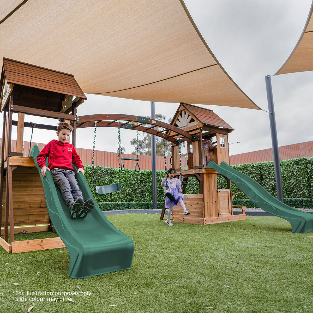 Armadale Swing Set & Playground with Two 2.2m Slide (Green)
