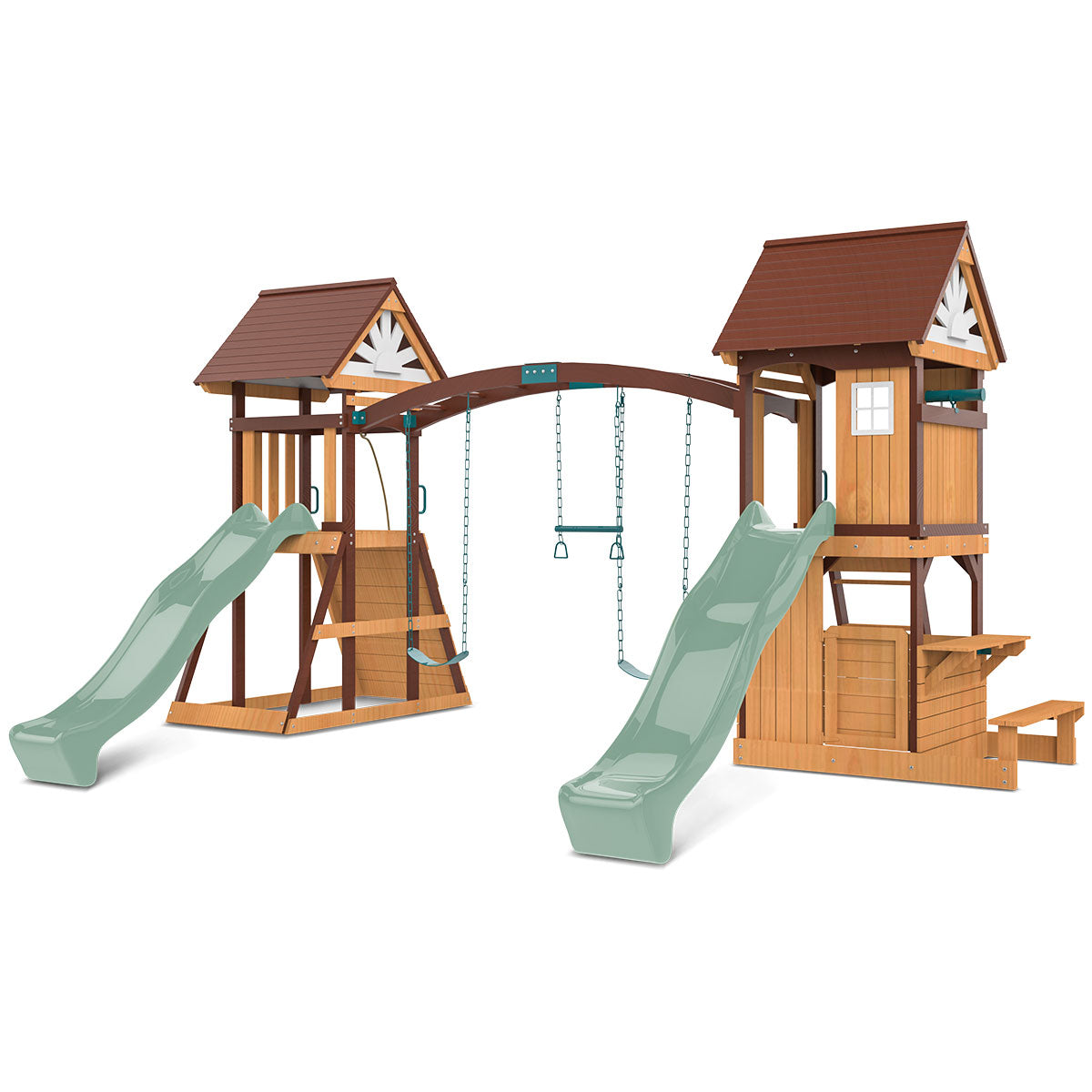 Armadale Swing Set & Playground with Two 2.2m Slide (Pastel Green)