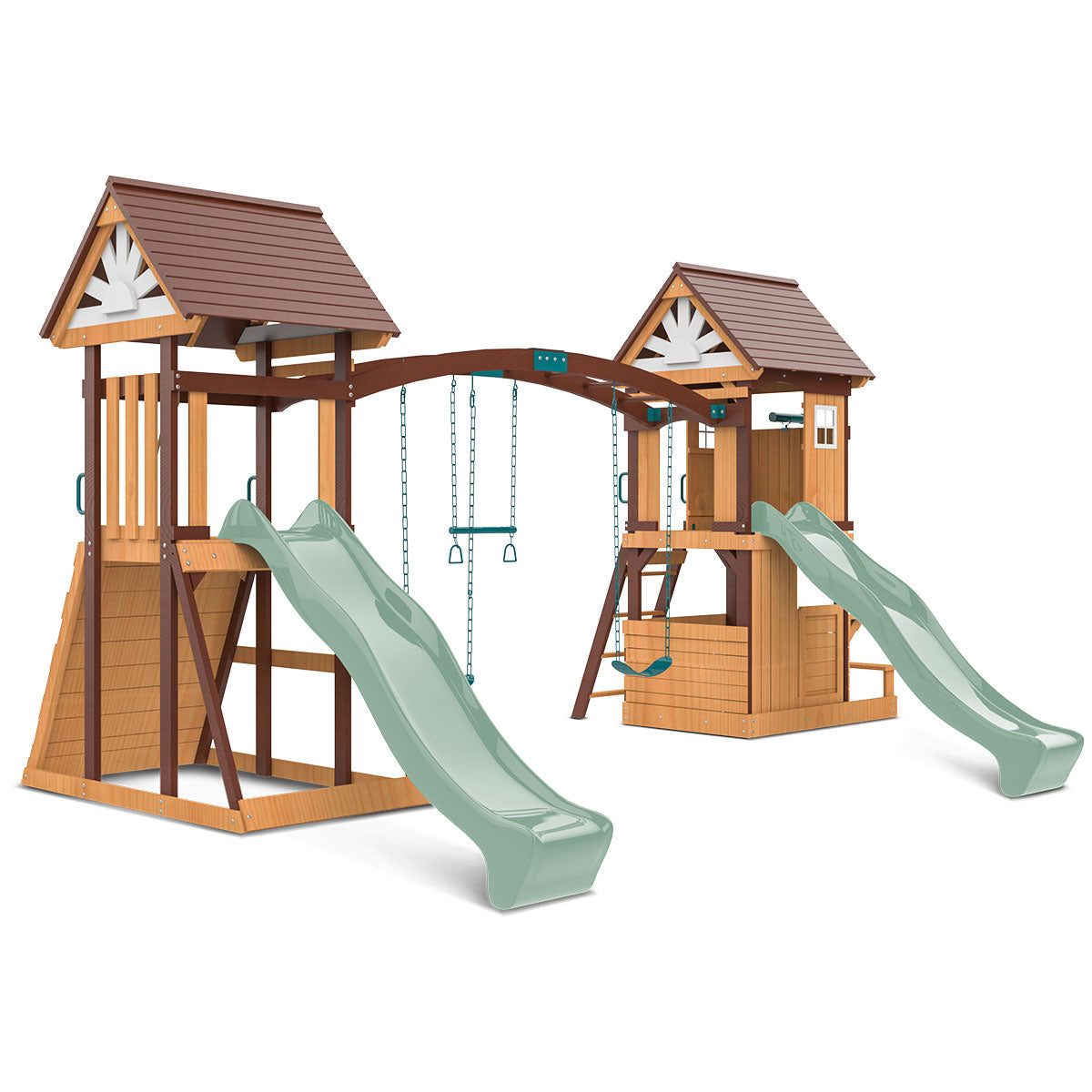 Armadale Swing Set & Playground with Two 2.2m Slide (Pastel Green)