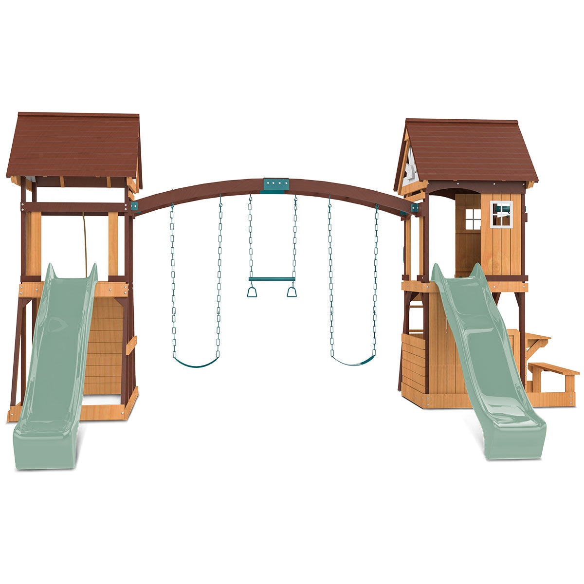 Armadale Swing Set & Playground with Two 2.2m Slide (Pastel Green)