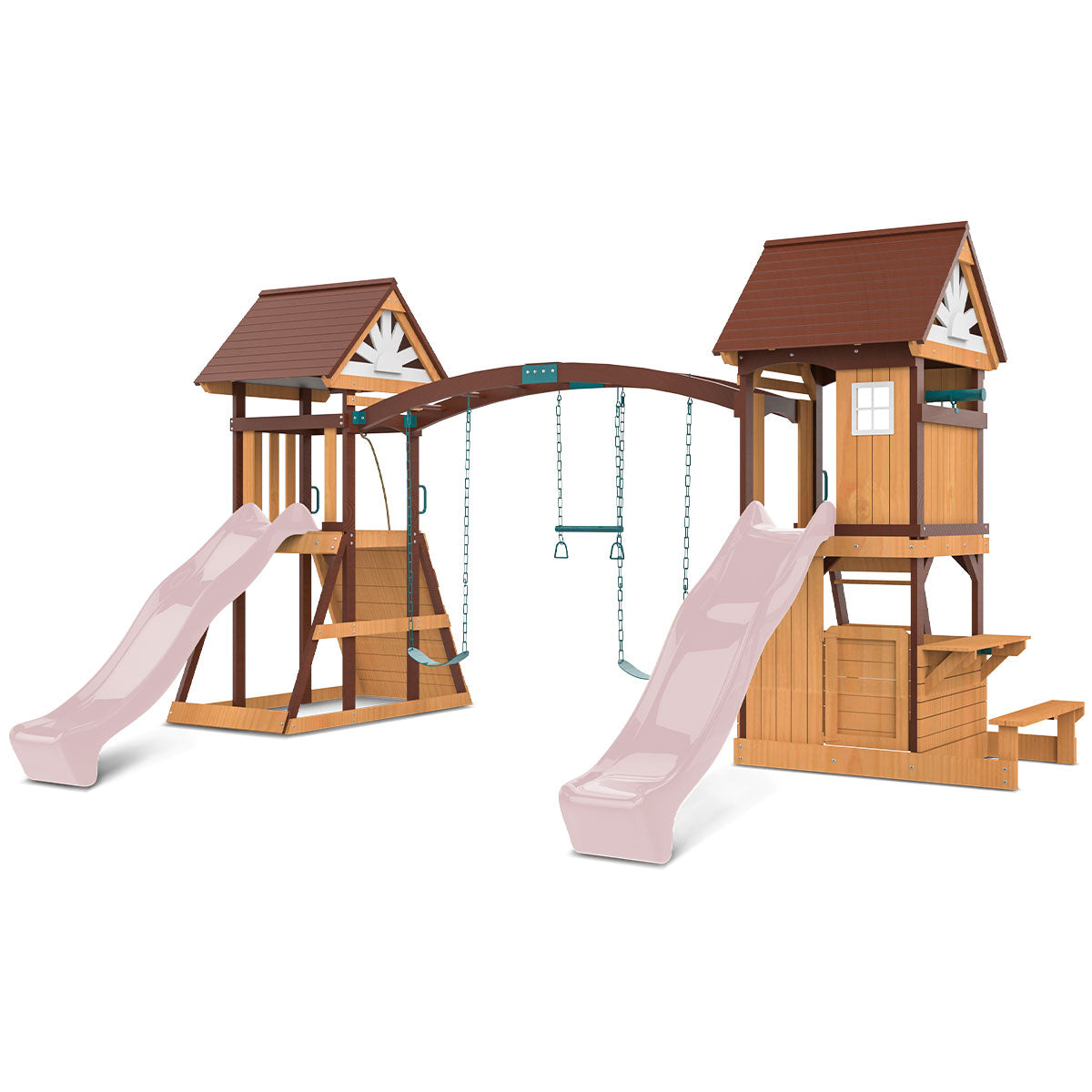 Armadale Swing Set & Playground with Two 2.2m Slide (Pastel Pink)