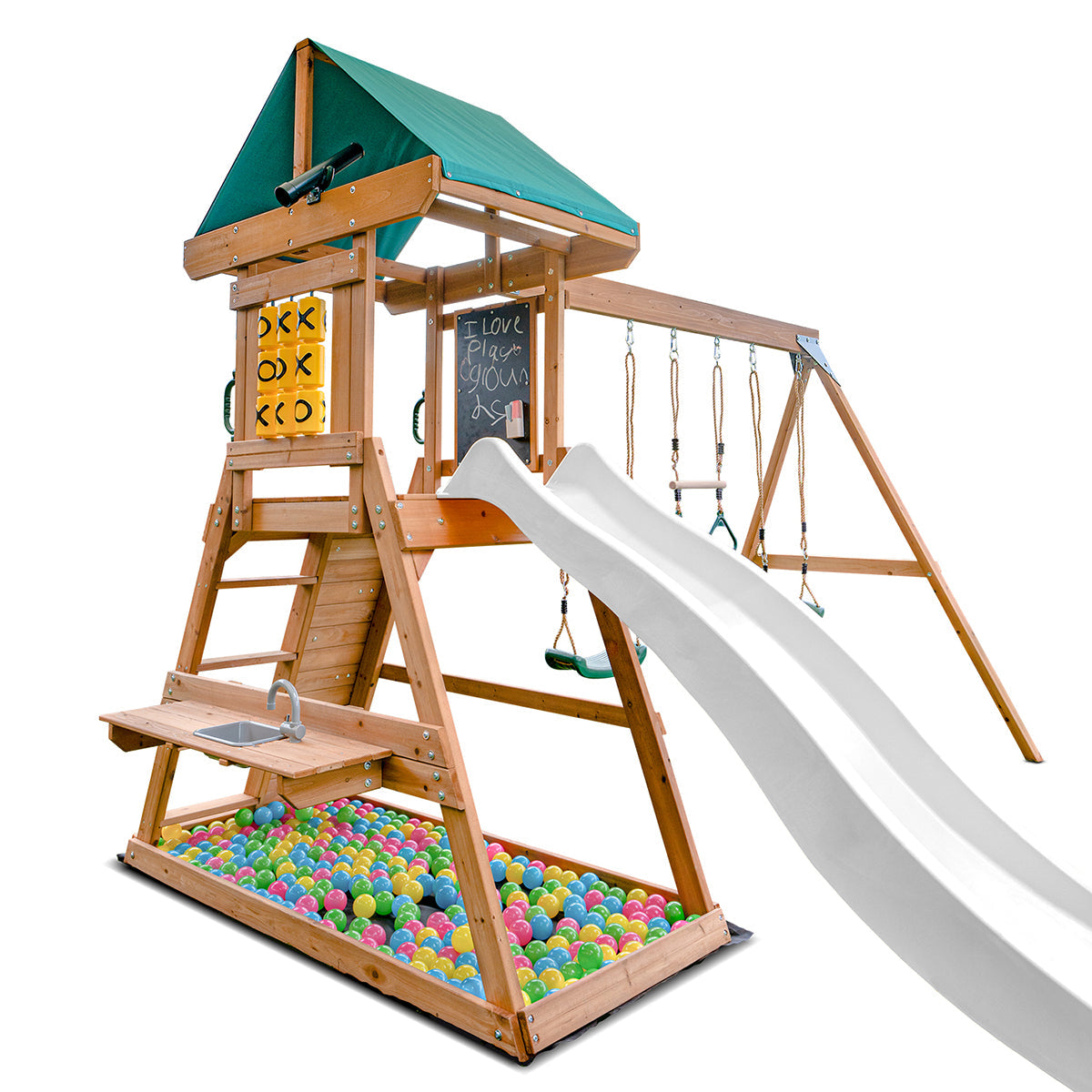 Birmingham Swing Set & Playground with 2.2m Slide (White)