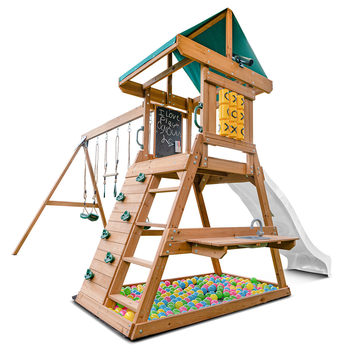 Birmingham Swing Set & Playground with 2.2m Slide (White)