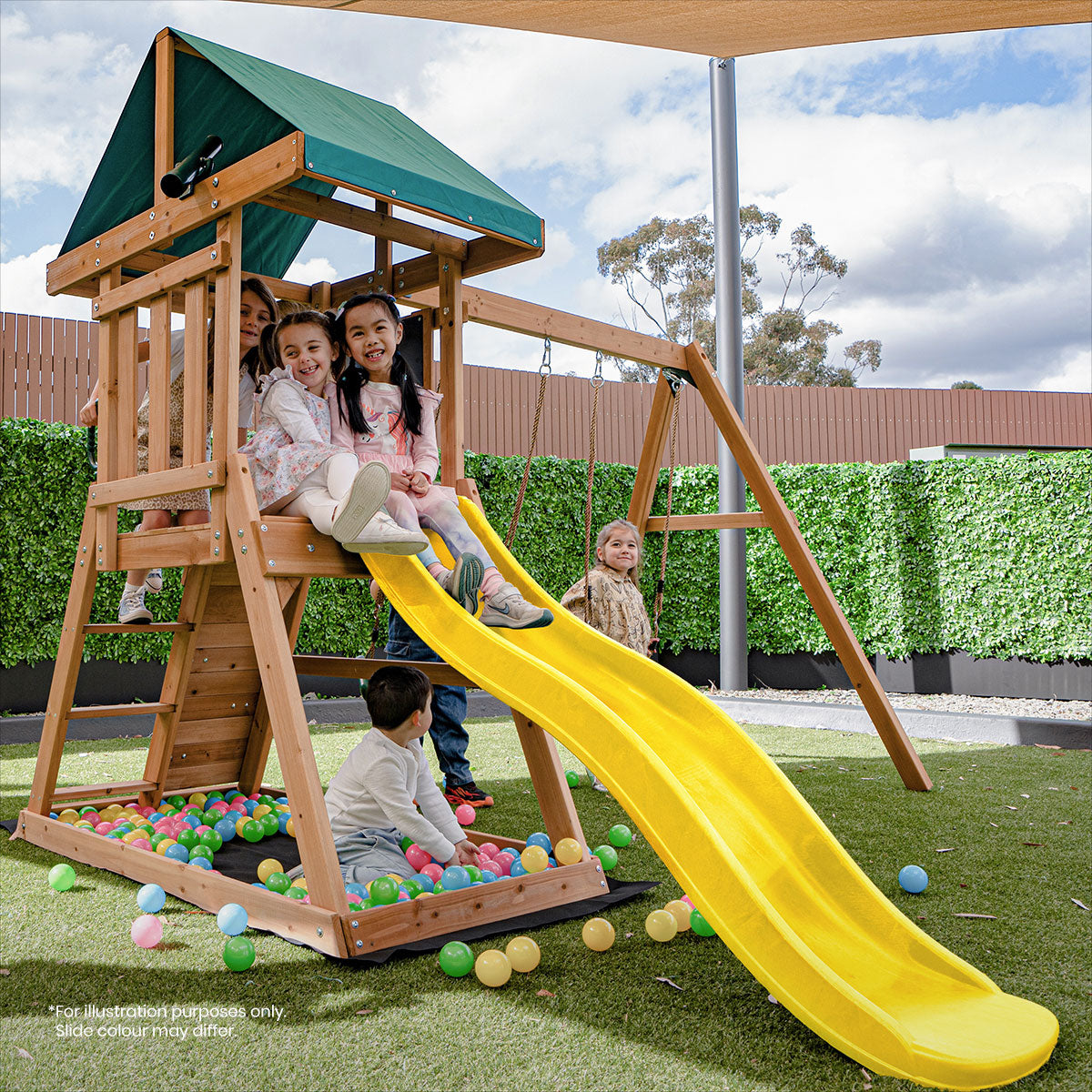 Lifespan Kids Greenvale Swing Set & Play Centre with 1.8m Slide (Yellow)