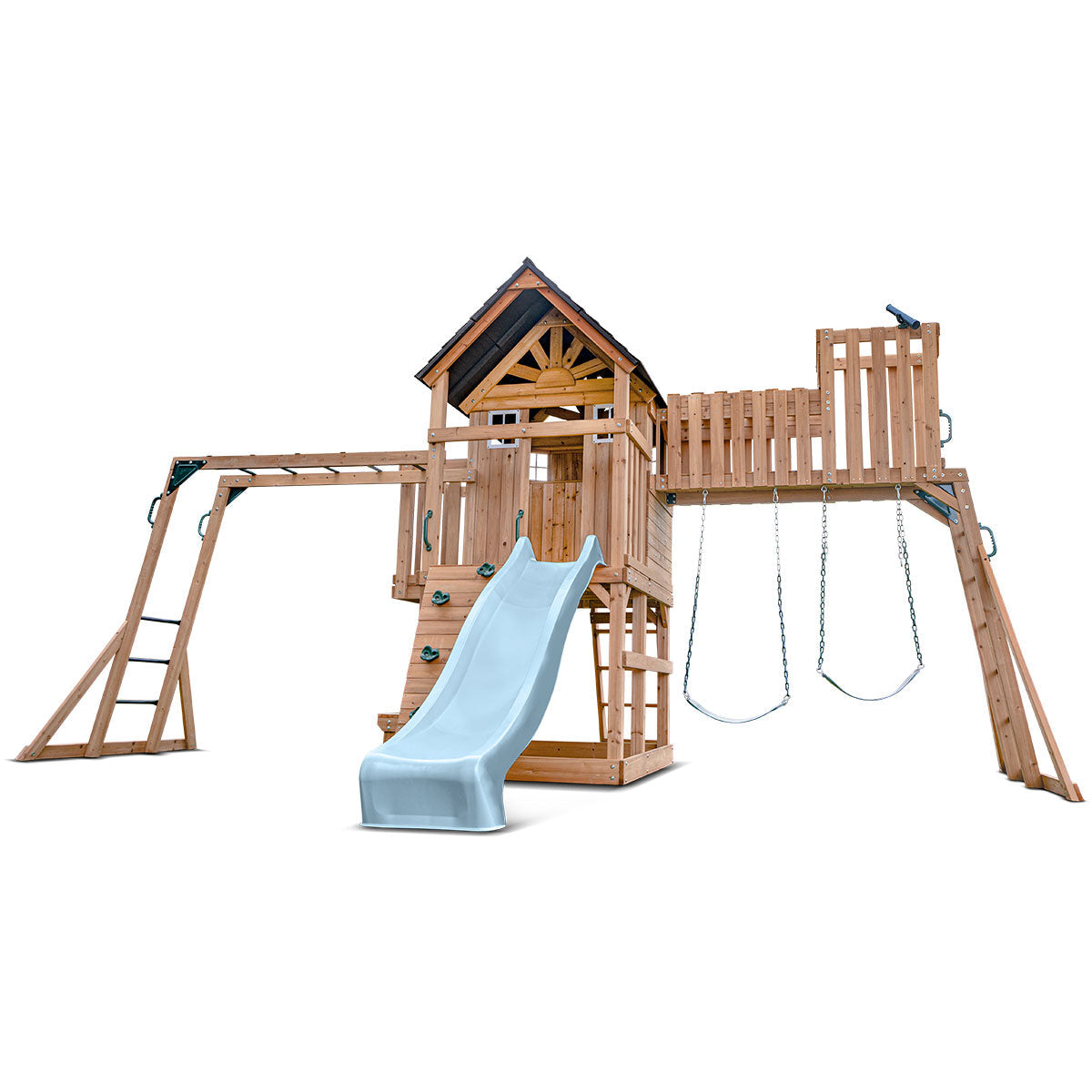 Lifespan Kids Kensington Swing Set, Monkey Bars & Play Centre with 2.2m Slide (Pastel Blue)
