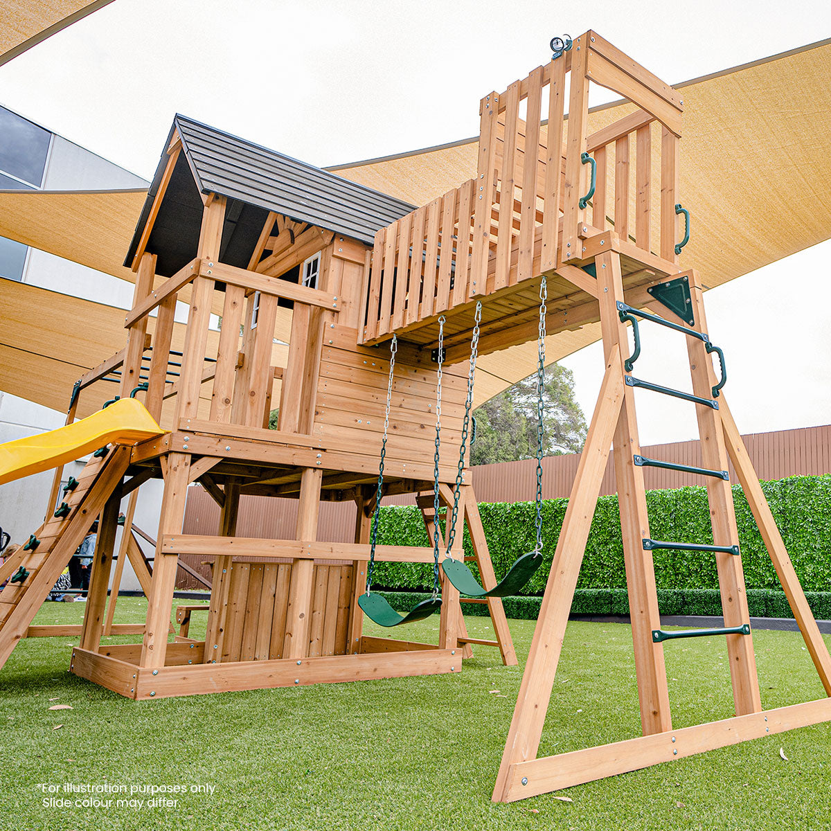 Lifespan Kids Kensington Swing Set, Monkey Bars & Play Centre with 2.2m Slide (Pastel Green)