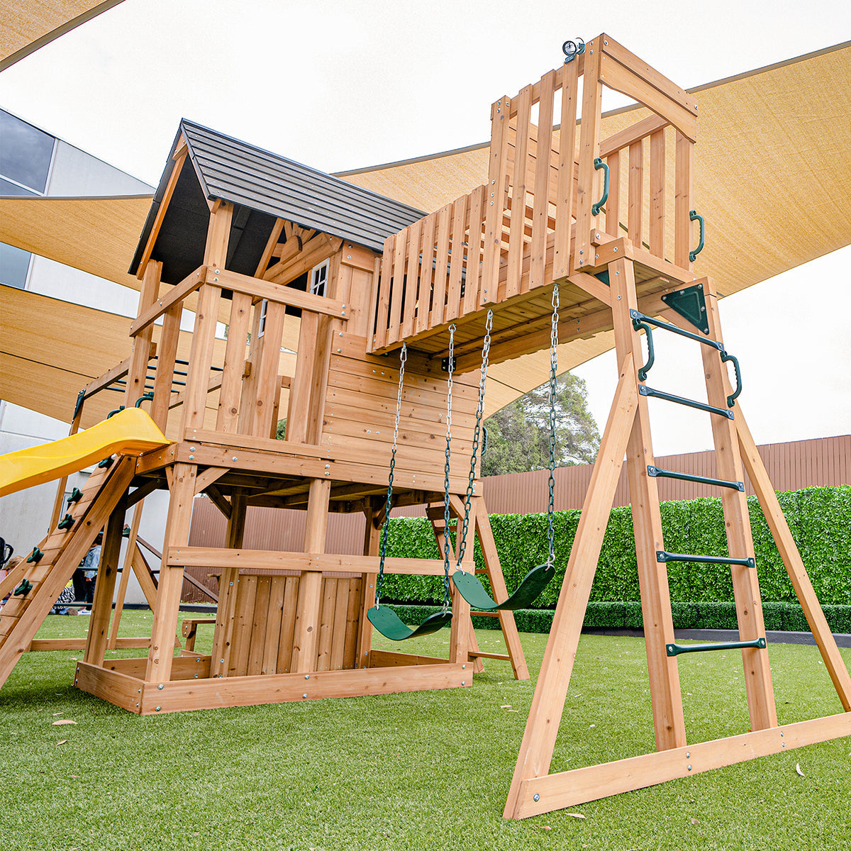 Lifespan Kids Kensington Swing Set, Monkey Bars & Play Centre with 2.2m Slide (Yellow)