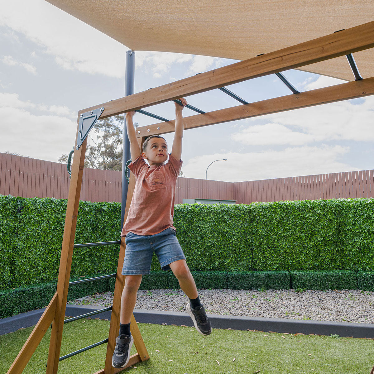 Lifespan Kids Meer Brook Swing Set, Monkey Bars & Play Centre with 2.2m Slide (Blue)