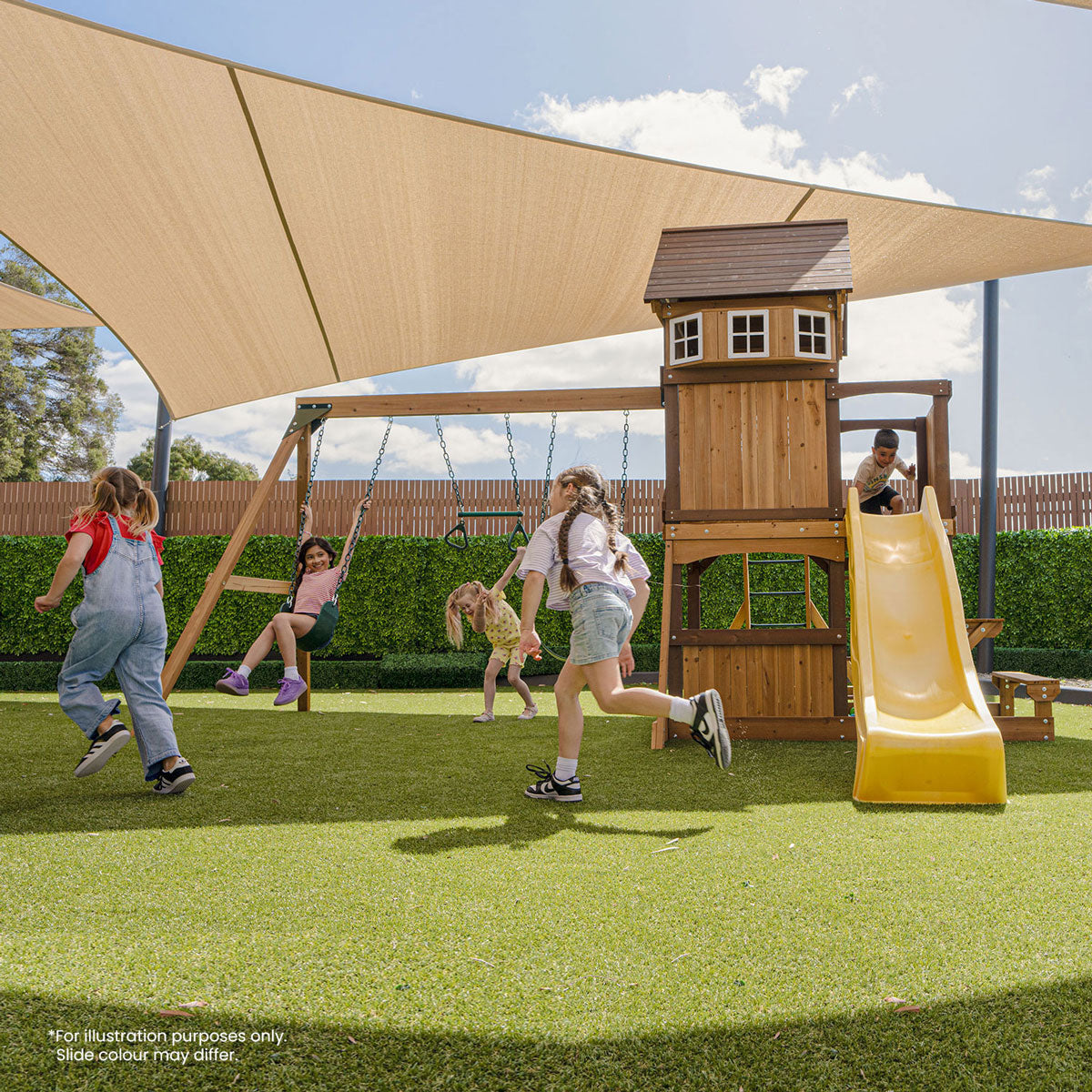 Lifespan Kids Meer Brook Swing Set, Monkey Bars & Play Centre with 2.2m Slide (White)