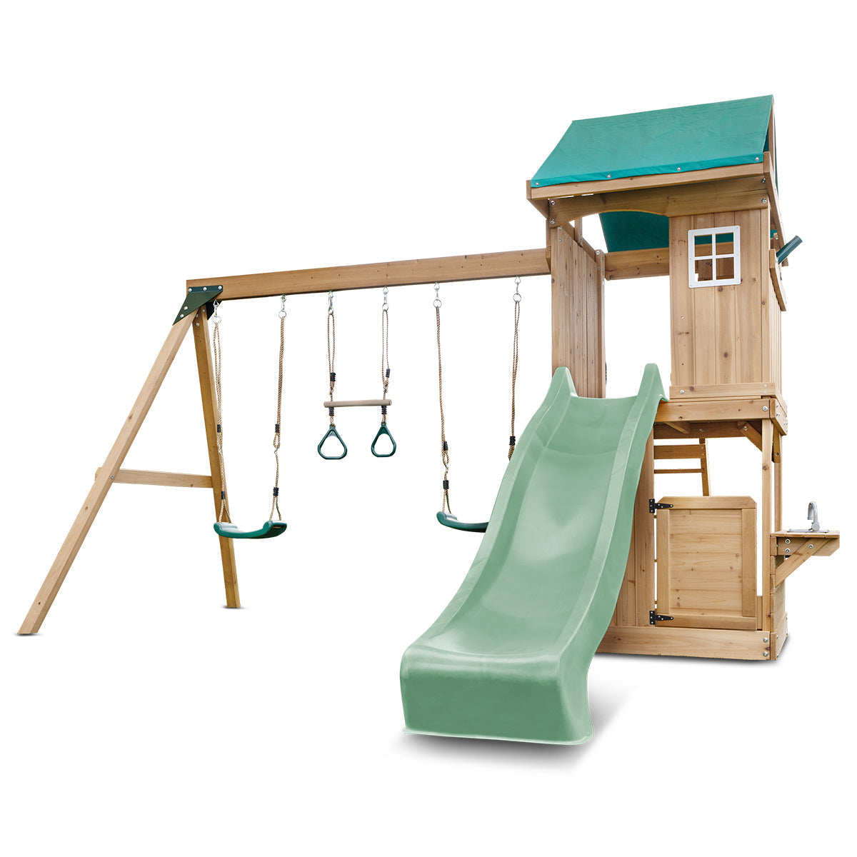 Lifespan Kids Montrose Swing Set & Play Centre with 2.2m Slide (Pastel Green)