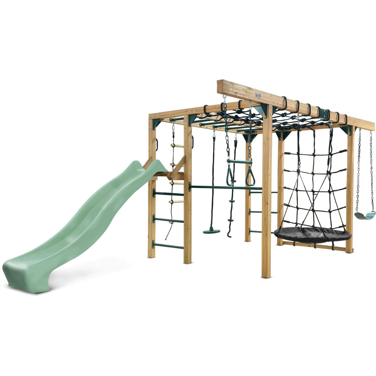 Lifespan Kids Orangutan Monkey Bars Jungle Gym Climbing Frame with 2.2m Slide (Pastel Green)