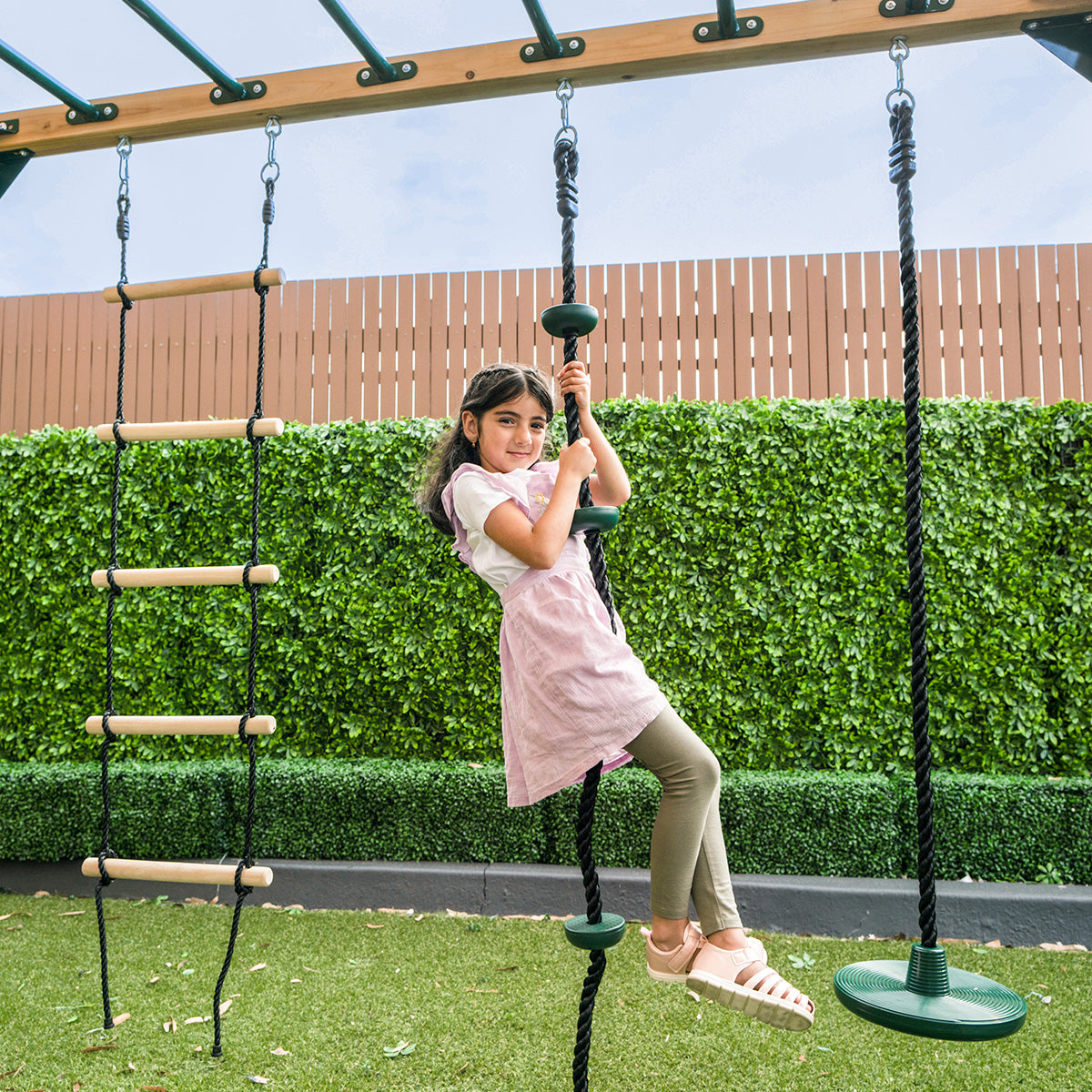 Lifespan Kids Orangutan Monkey Bars Jungle Gym Climbing Frame with 2.2m Slide (Pastel Pink)