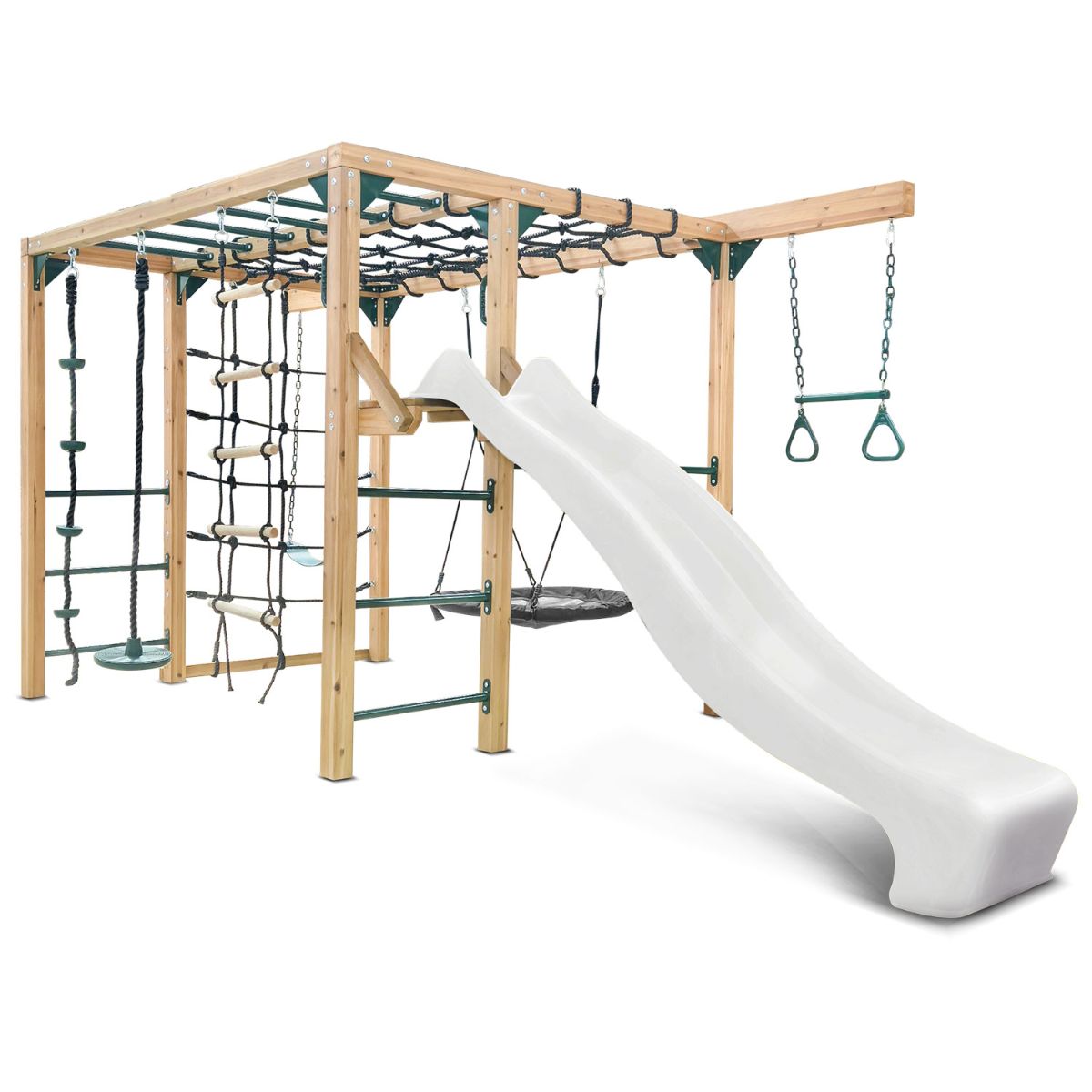 Lifespan Kids Orangutan Monkey Bars Jungle Gym Climbing Frame with 2.2m Slide (White)
