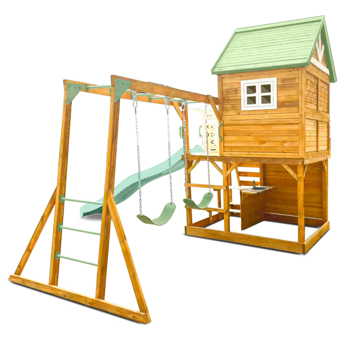 Riversdale Play Centre with 2.2m Pastel Green Slide