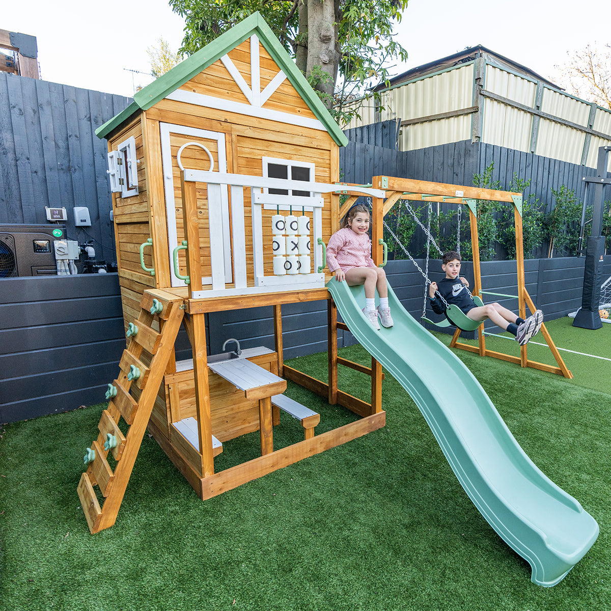 Riversdale Play Centre with 2.2m Pastel Green Slide