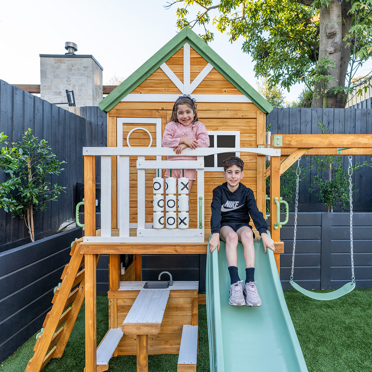Riversdale Play Centre with 2.2m Pastel Green Slide