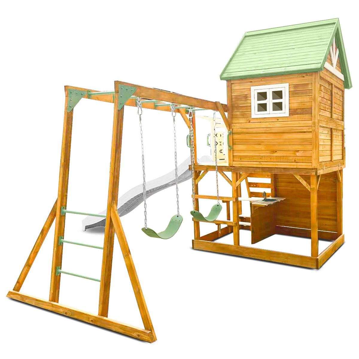 Riversdale Play Centre with 2.2m Pastel White Slide
