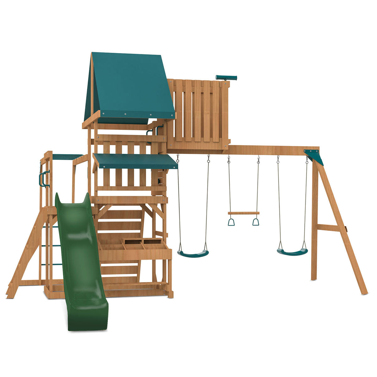 Lifespan Kids Walton Swing Set, Monkey Bars & Play Centre with 2.2m Slide (Green)