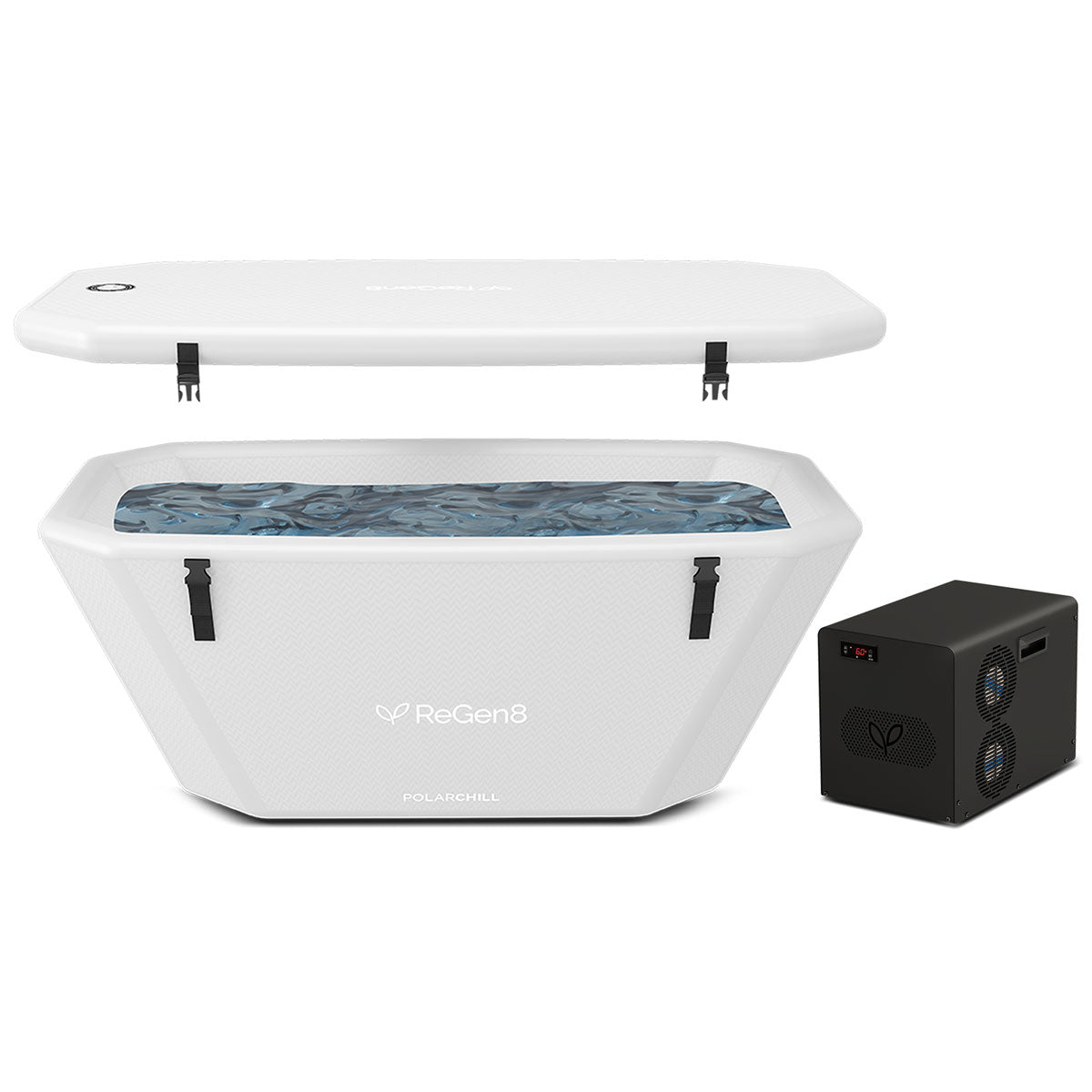 ReGen8 370L PolarChill Cold Plunge Ice Bath with T2S Chiller Unit (White)