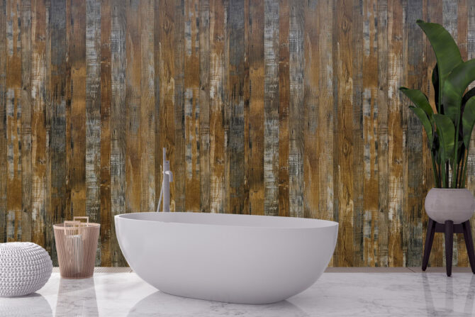 Reclaimed Oak bath wall panels