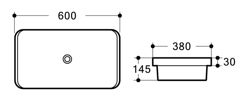 MILAN 600 Half Insert Basin