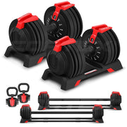 CORTEX Revolock V2 48kg Pair Set Adjustable Steel Dumbbell Barbell Kettlebell All-in-One