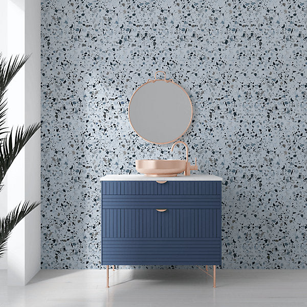 Blue Terrazzo Wet Wall Panel modern bathroom