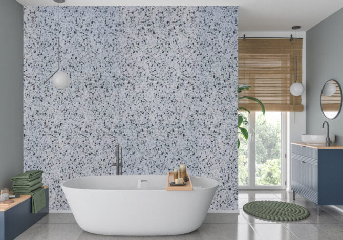 Blue Terrazzo Wet Wall Panel bath surrounds