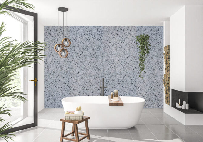 Blue Terrazzo Wet Wall Panel modern bathroom design
