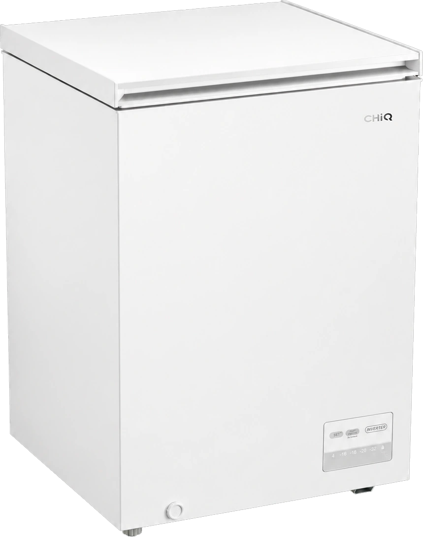 CHiQ CCF146WE chest freezer angled view