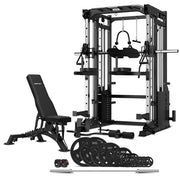 CORTEX SM-25 6-in-1 Power Rack with Smith & Cable Machine + BN9 Bench + 100kg Olympic Weight Plate & Barbell Package
