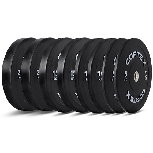 CORTEX 100kg Black Series V3 Rubber Olympic Bumper Plate Set B