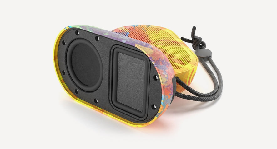 Vuly Surge Speaker on trampoline