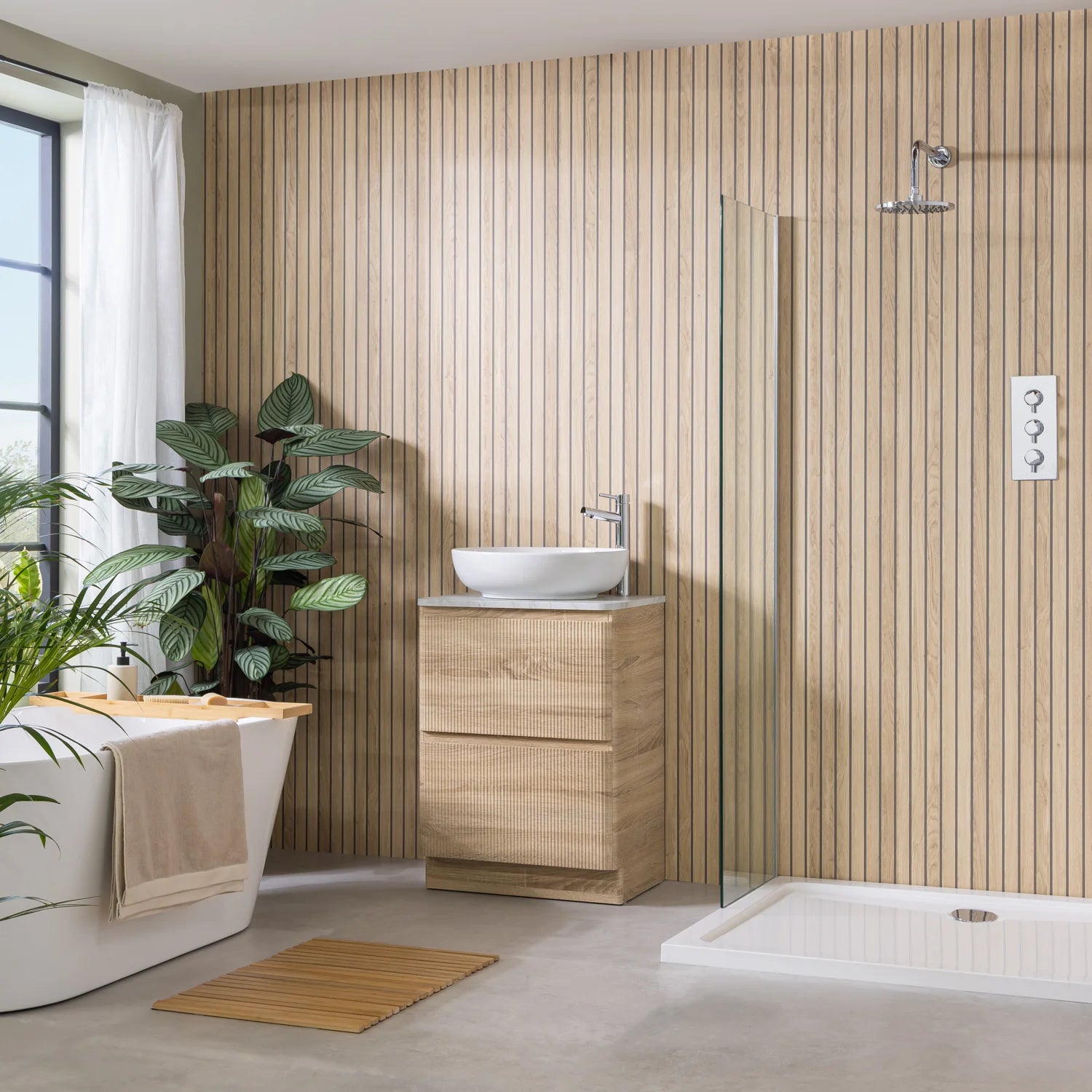 Scandia Light Oak shower wall panel