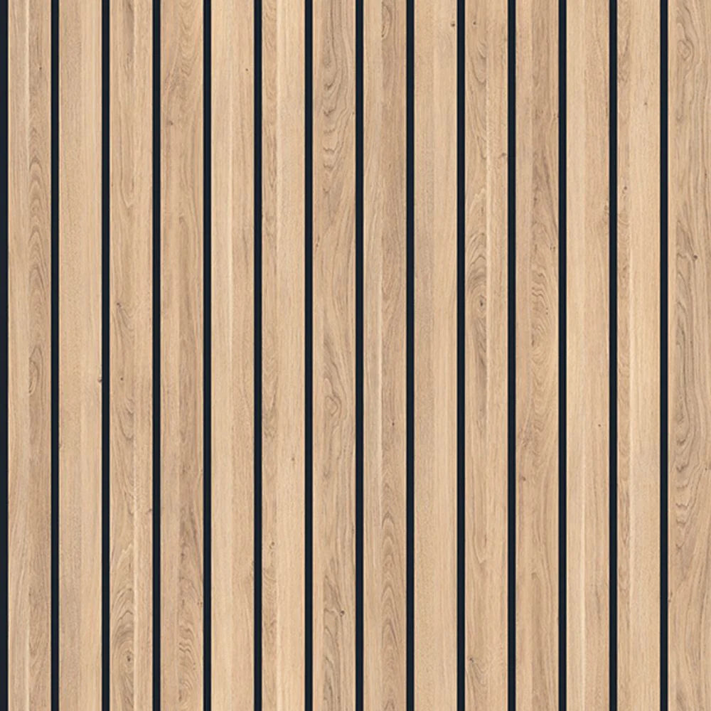 Scandia Light Oak slatted timber look wet wall panel