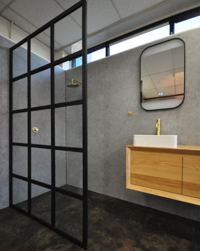 Waterproof bathroom panels concrete look